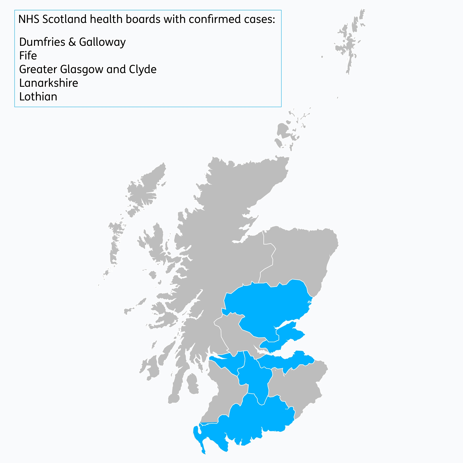 The Scottish health boards treating children for hepatitis are NHS Greater Glasgow and Clyde, Lanarkshire, Tayside, Lothian, Dumfries and Galloway and Fife.