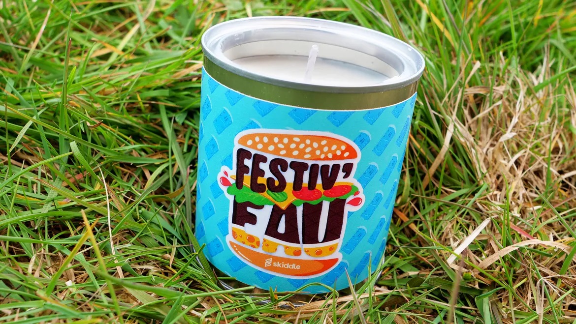 The limited-edition festival candle from Skiddle, appropriately named ‘Festiv’eau’,  has just dropped.