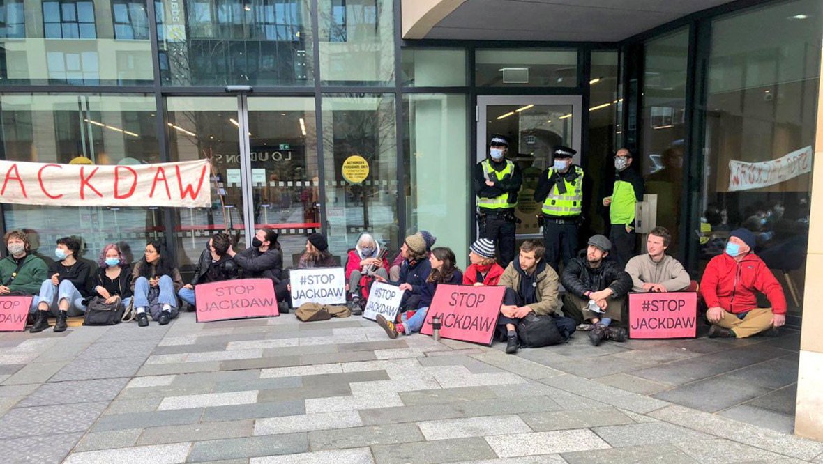 Climate activists blockade UK Government building in Edinburgh to protest proposed North Sea oil field