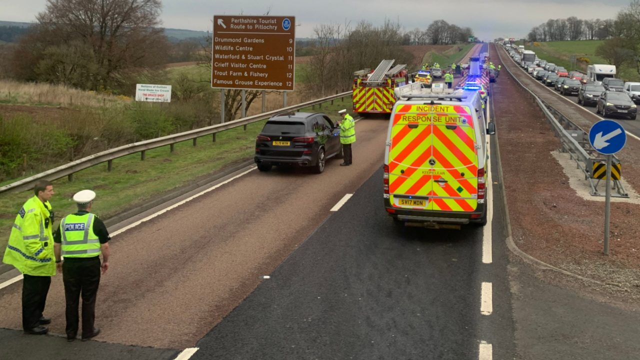 Driver airlifted to Queen Elizabeth University Hospital following A9 crash on Easter Sunday
