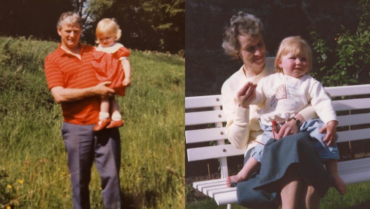 A young Kaye with her grandparents.