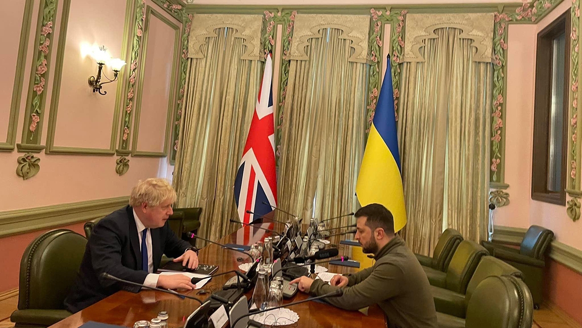 UK Prime Minister Boris Johnson meets Ukrainian President Volodymyr Zelensky in Kyiv