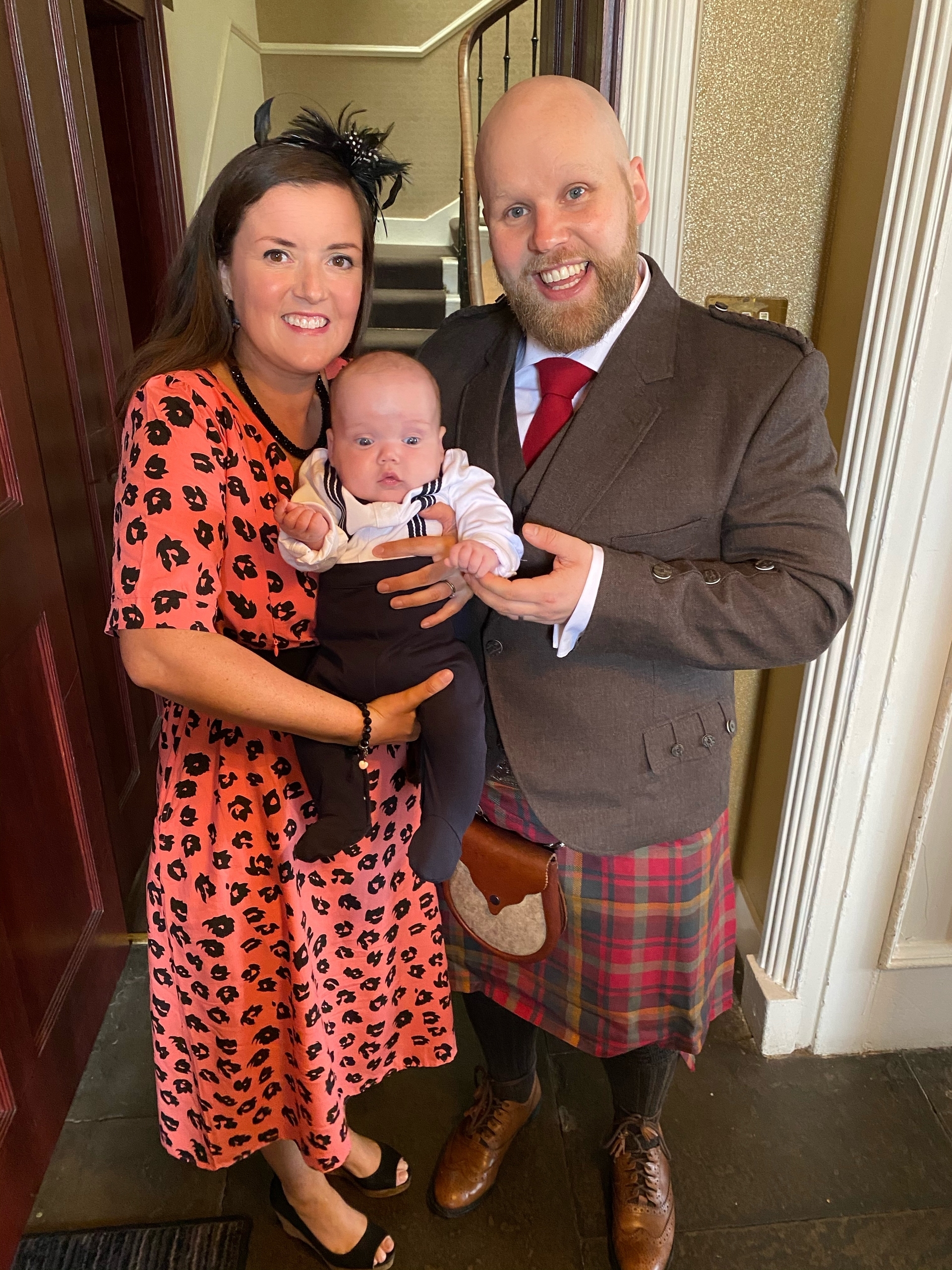 Gillian Docherty, her husband Andy and their baby Frederick.