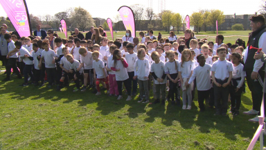 Hundreds of schoolchildren take part in the Daily Mile’s tenth anniversary