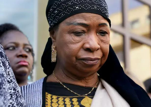 Sheku’s mother Aminata Bayoh outside Capital House in Edinburgh where the public inquiry is taking place (Andrew Milligan/PA)