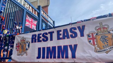 Rangers fans say farewell to kitman Jimmy Bell as funeral cortege passes Ibrox