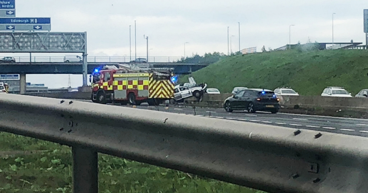 Two women in hospital after car crashes into central reservation on M8 motorway near Glasgow