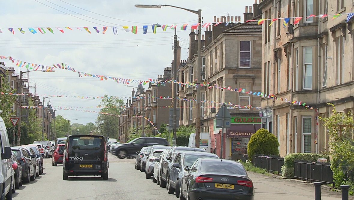 Bunting above Kenmure Street.
