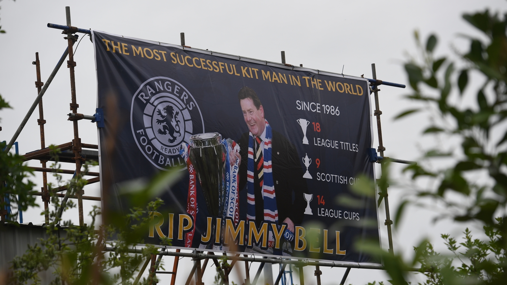 Rangers fan remembered kitman Jimmy Bell before kick-off.