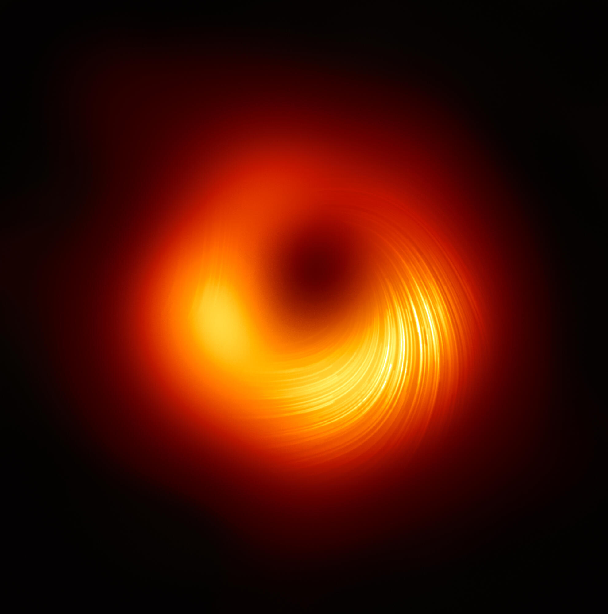A view of the M87 supermassive black hole in polarised light, 2019. 