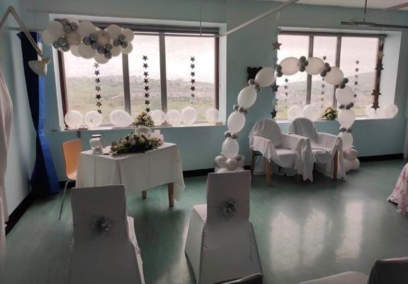 Staff transformed an area of the hospital into the perfect wedding venue. 