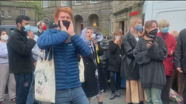 Protesters take to the streets to block ‘Home Office immigration raid’ in Edinburgh