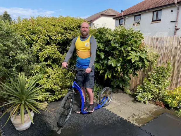 Stuart Jamieson made the journey on his kick scooter (Stuart Jamieson/Marie Curie/PA)