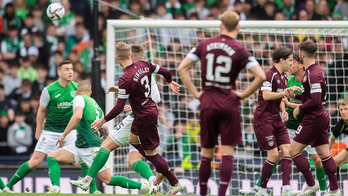 Stephen Kingsley scored a wonder goal in the all-Edinburgh semi-final at Hampden.