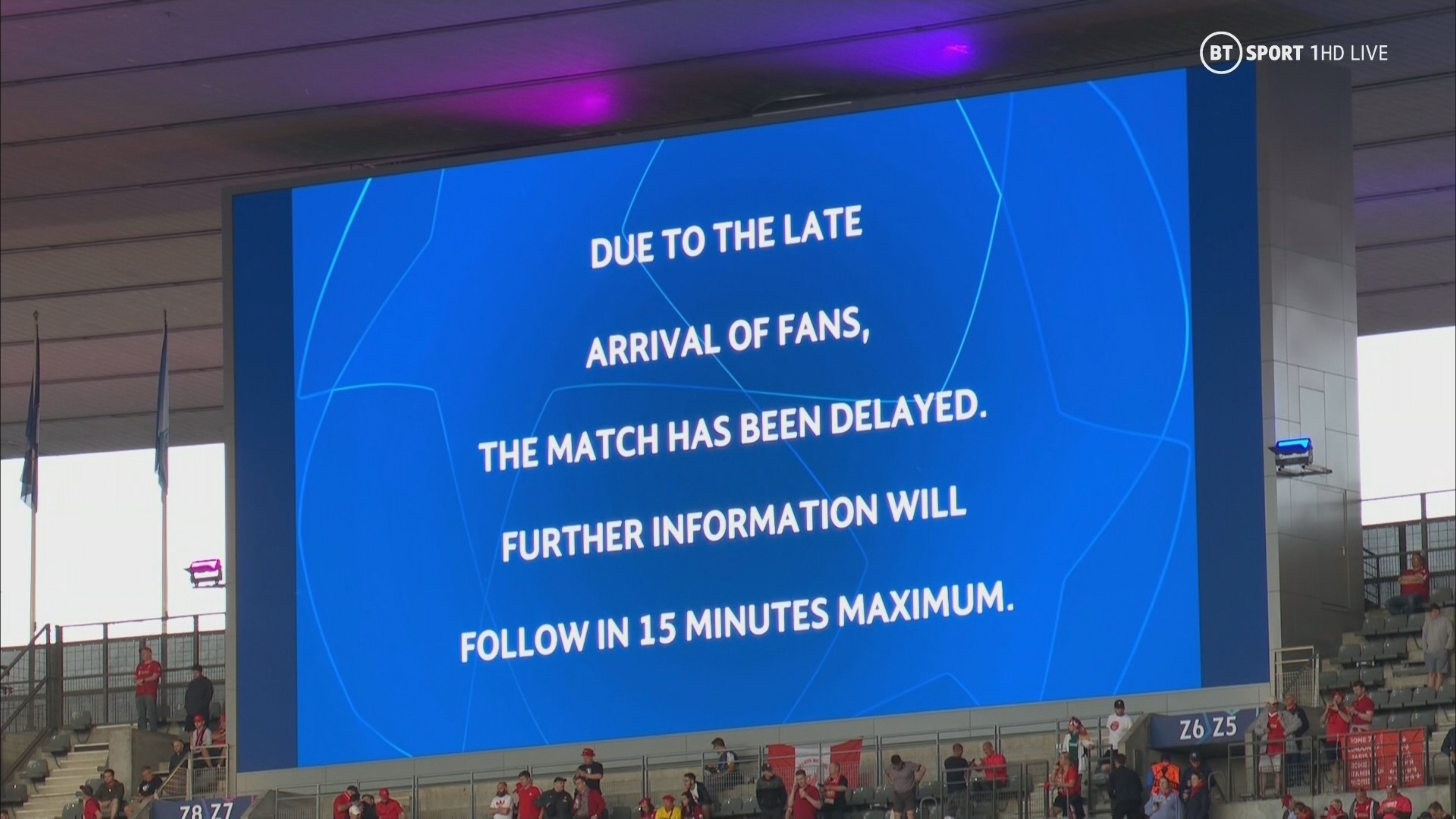 The kick off was delayed by over half an hour. (ITV News)