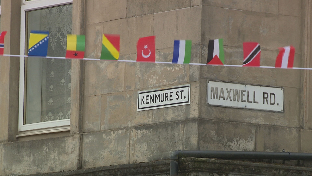 Flags at Kenmure Street.