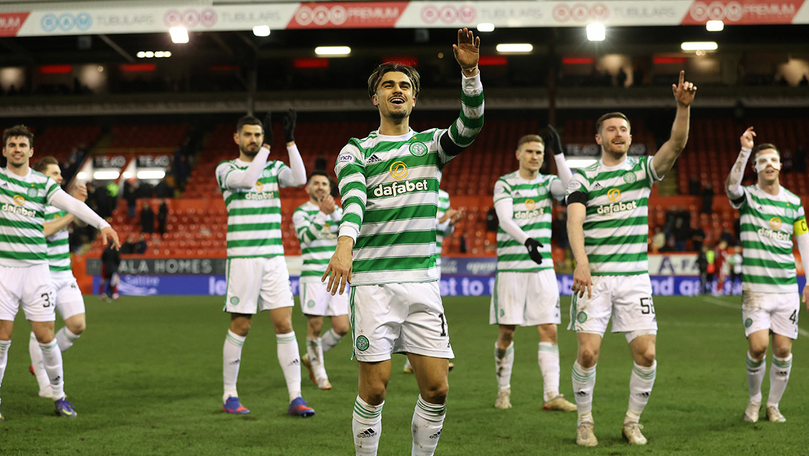 Jota leads the celebrations at Pittodrie.