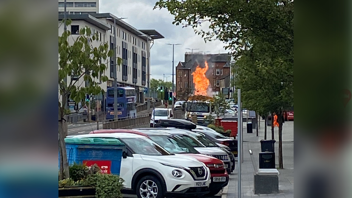Vehicle bursts into flames in middle of Cambuslang main street