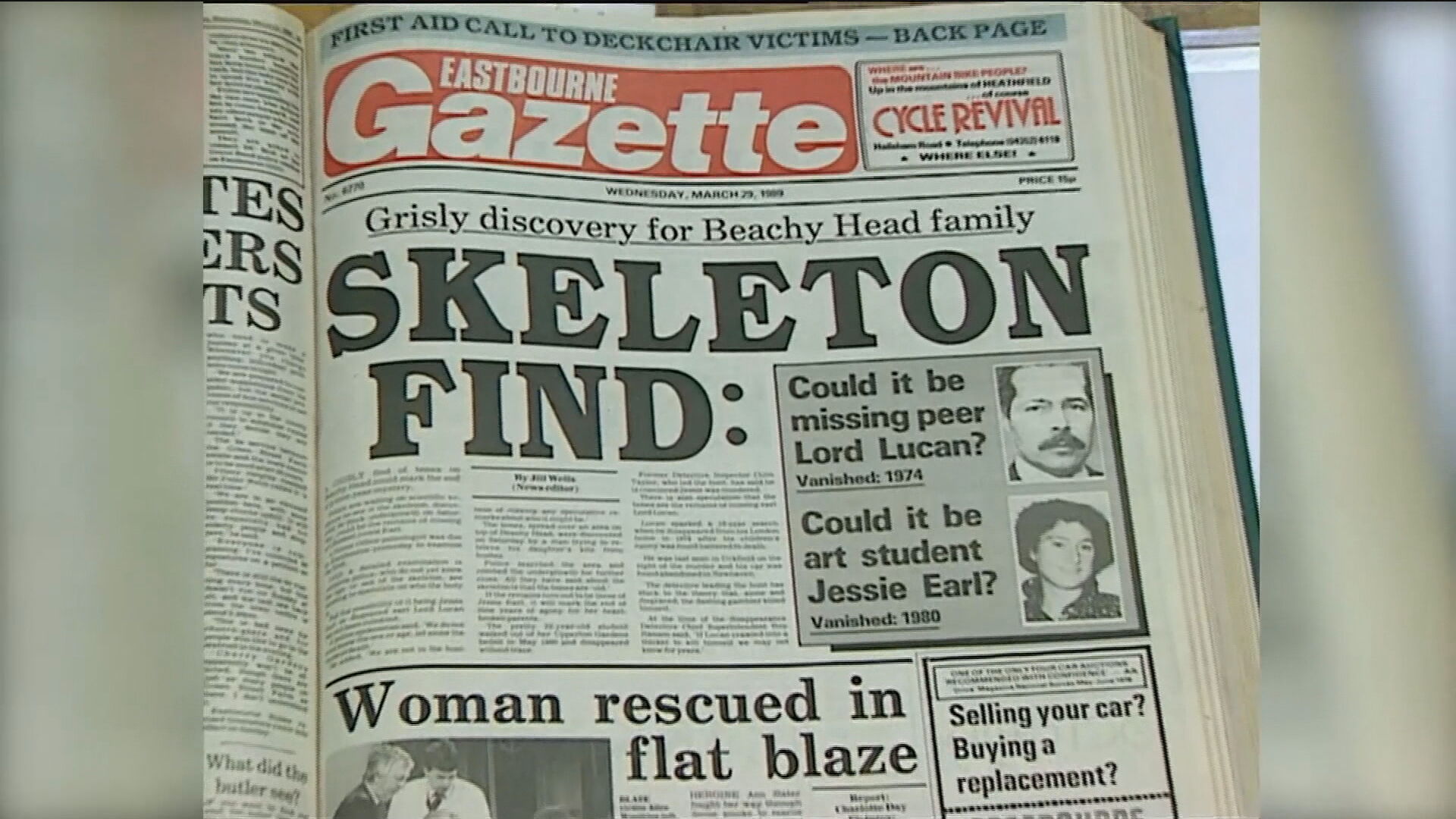 A local newspaper reports the discovery of Jessie Earl's body.