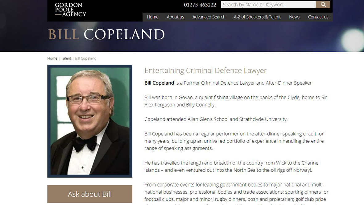Bill Copeland was on the books of the Gordon Poole Agency.