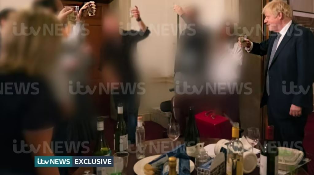 Boris Johnson pictured drinking at Downing Street party during lockdown