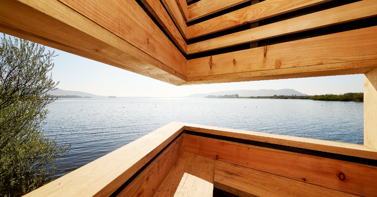 Mill Hide in the Loch Leven National Nature Reserve. 