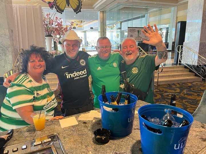 Supporter: Ellen with fellow Celtic fans.