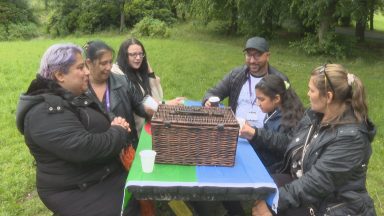 Six picnic benches installed at Queens Park in Glasgow to bring together Roma community