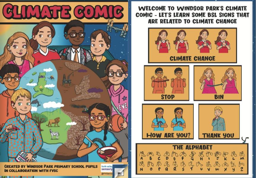 Accessible comic book on climate change drawn by deaf children