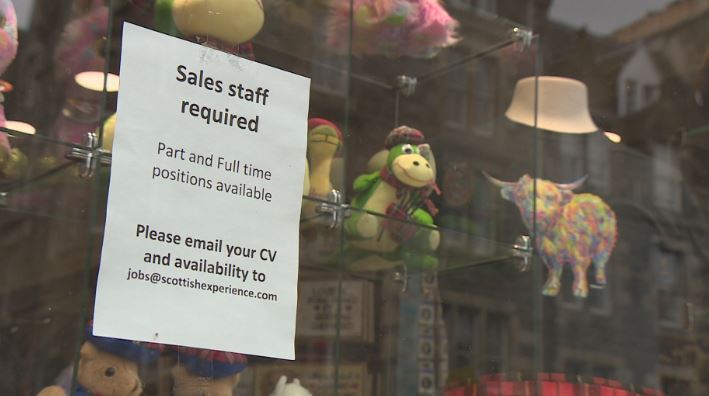 The Royal Mile is covered in job vacancies. 