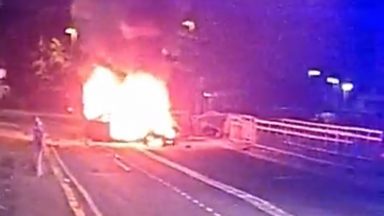 Police hunt driver of car which crashed on Gallowgate in Glasgow then burst into flames