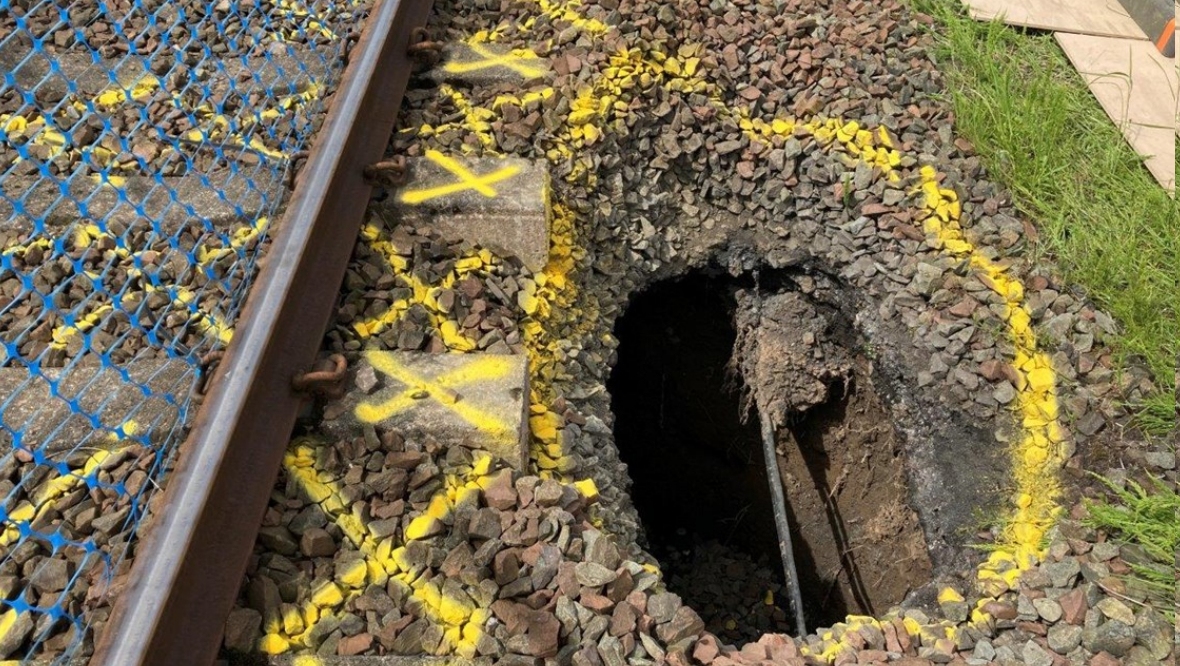 Train line closed after ‘unusual’ sinkhole opens beside Kilmarnock and Barassie train line