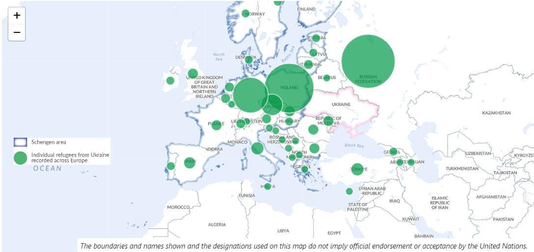 More than 5 million individual refugees from Ukraine have been recorded across Europe. (Operational Data Portal)