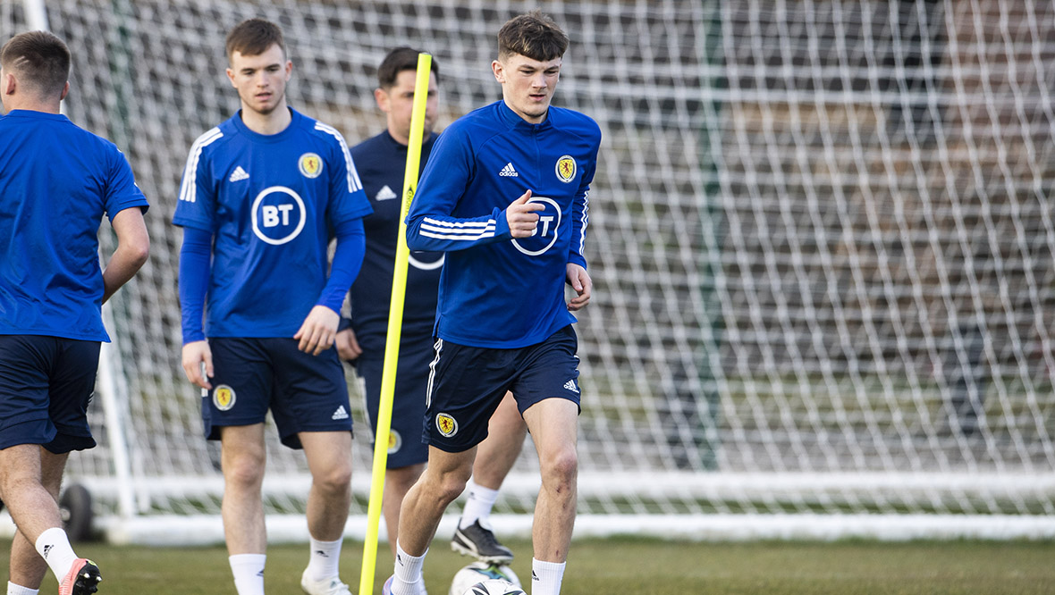 Calvin Ramsay training with Scotland.