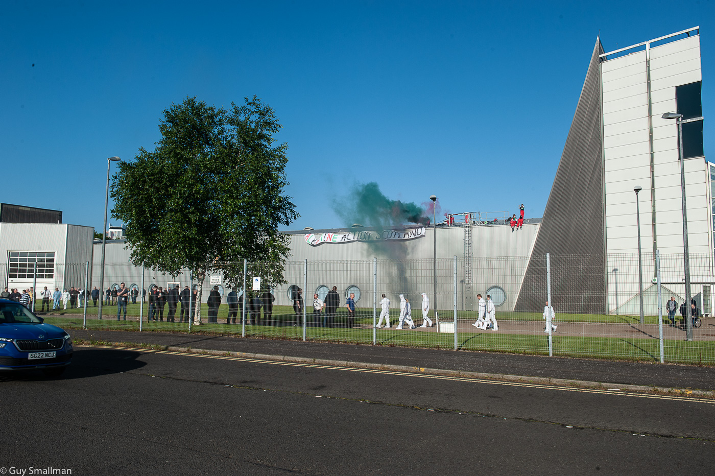 Protest: Activists at Glasgow factory.