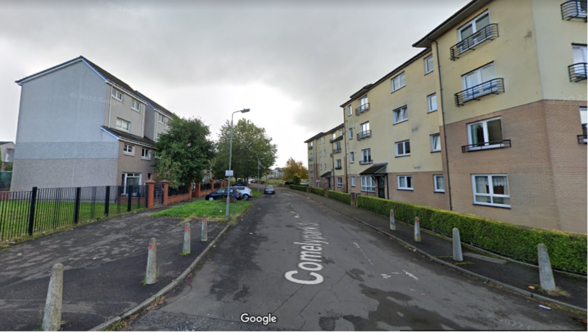 Firefighters tackle fire at two-storey tenement building on Comelypark Street in Glasgow