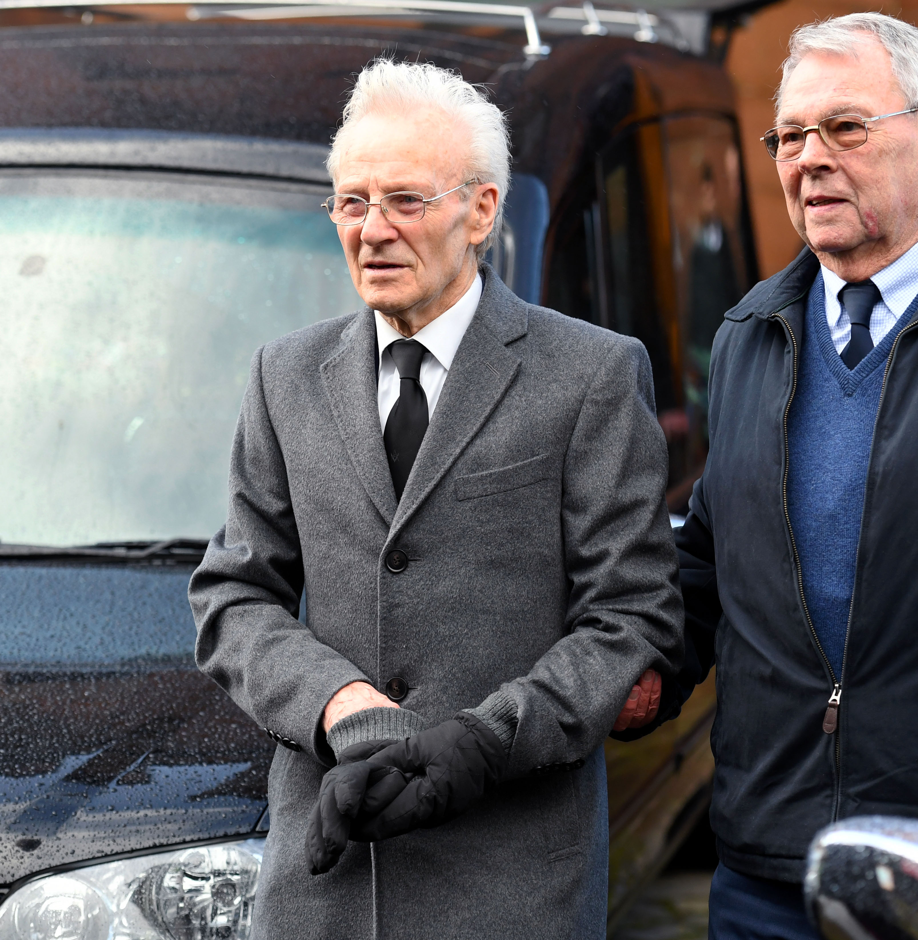 Former Rangers player Davie Wilson at the funeral for Rangers great Eric Caldow in 2019.