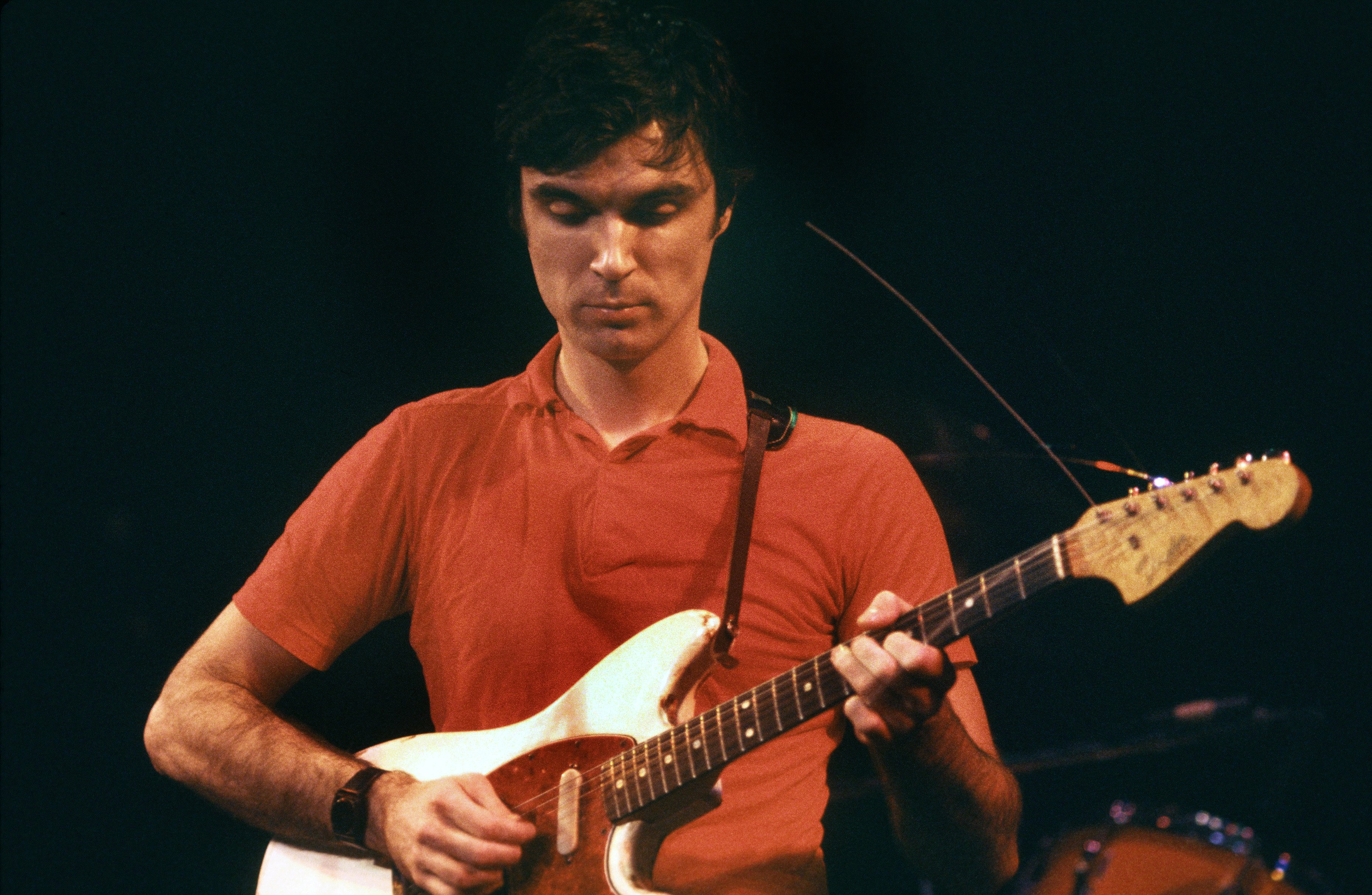 Dumbarton-born David Byrne performs in Hollywood, California, in the early 1980s.