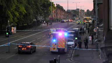 One man in hospital and another arrested following crash on Glasgow’s Paisley Road West