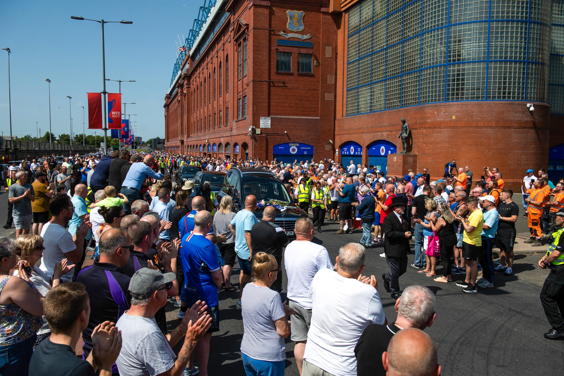 The funeral cortege passed Ibrox. 