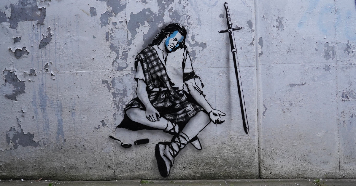 Street artist’s William Wallace Braveheart mural highlights Scottish drug deaths