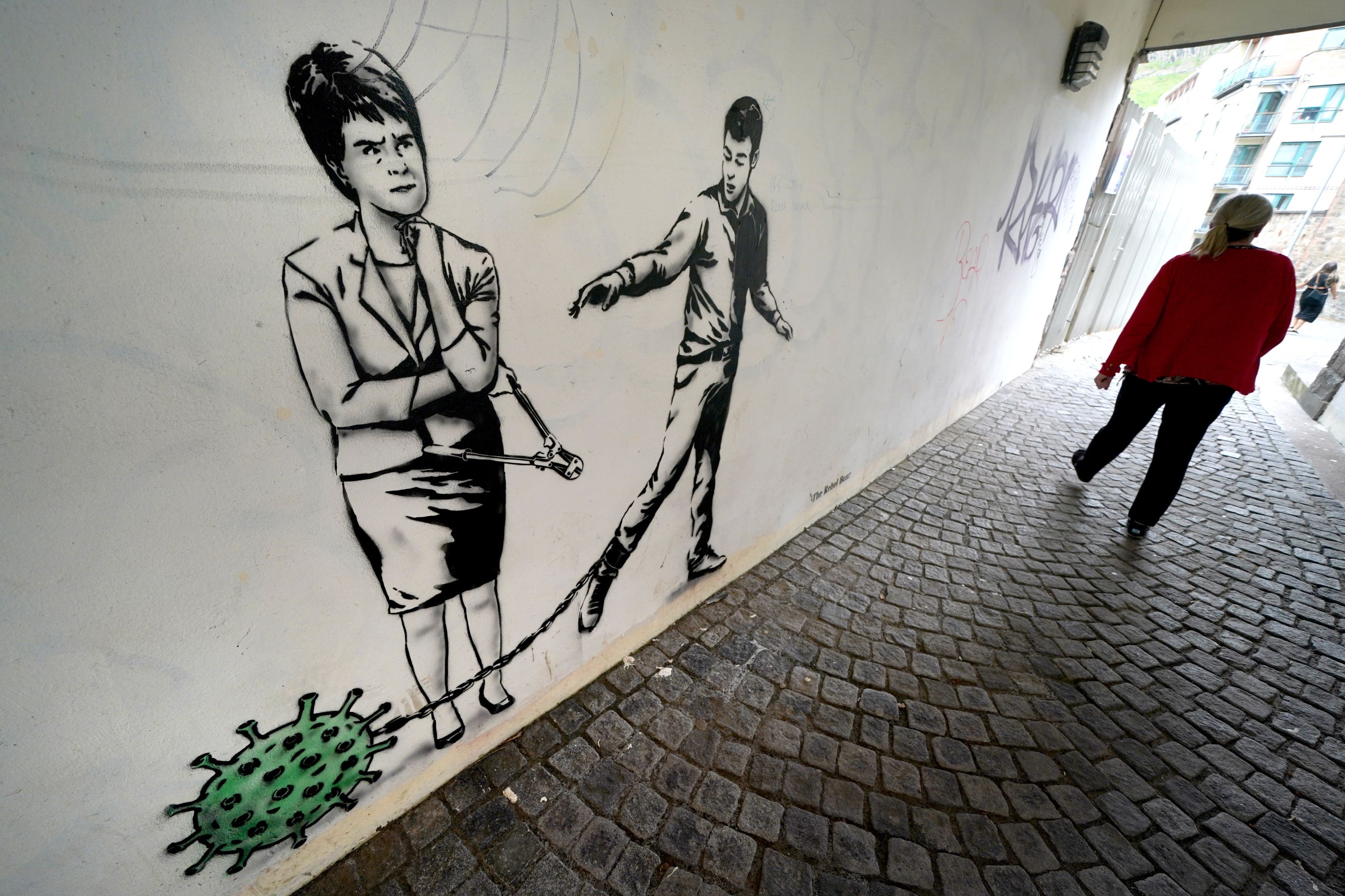 The Rebel Bear has previously created street art about the pandemic (Andrew Milligan/PA)
