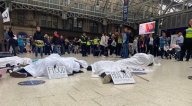 Extinction Rebellion stage ‘die-in’ protest at Glasgow Central train station following heatwave