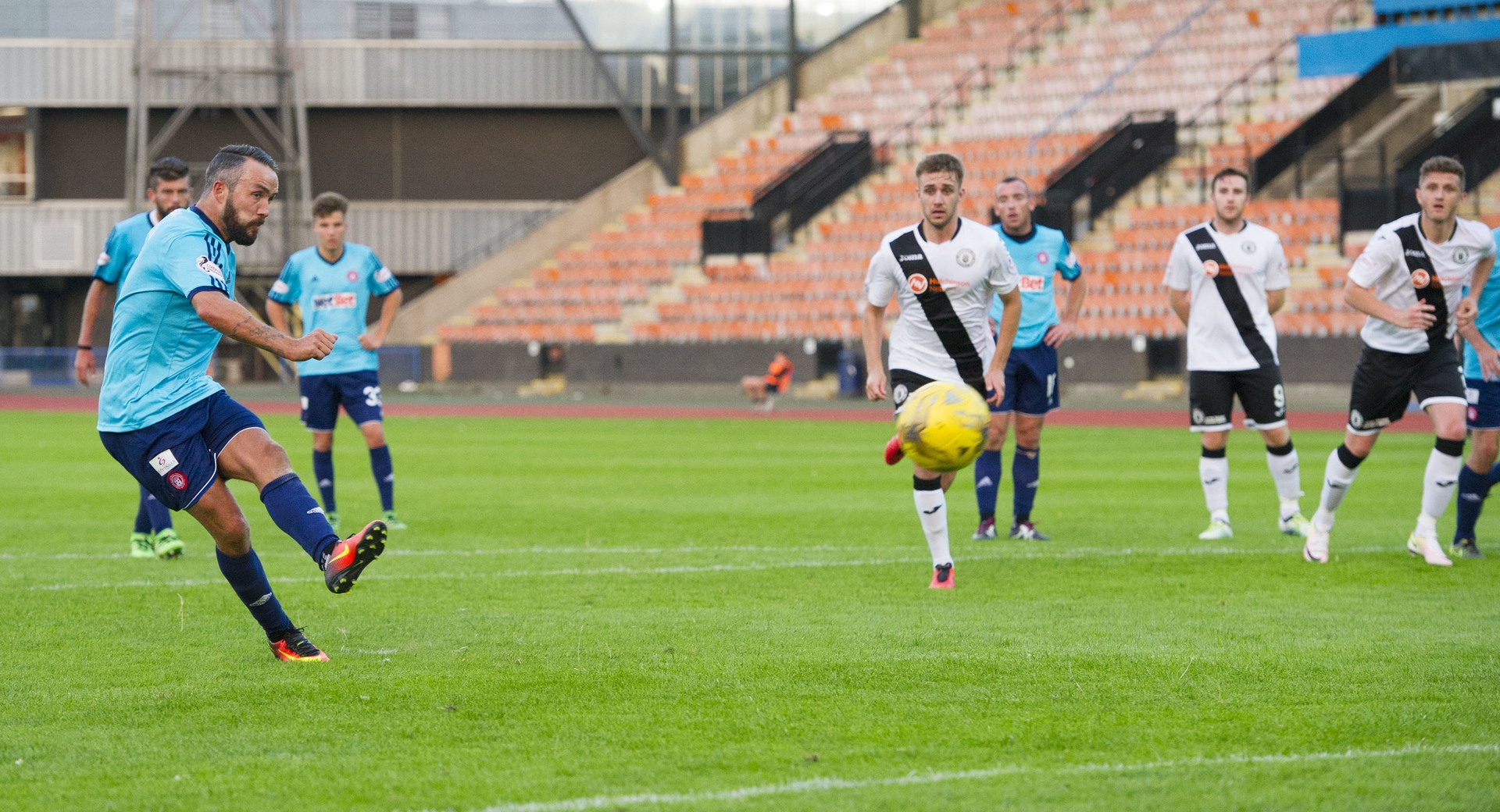Dougie Imrie nets a penalty for Hamilton against Edinburgh City (now FC Edinburgh) in a 2016 League Cup group stage match.