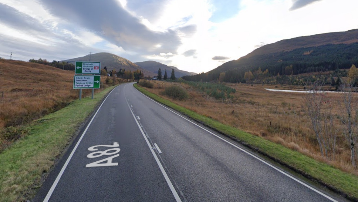 Driver left uninjured after lorry fell on its side on A82 near Bridge of Orchy