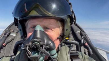 Boris Johnson filmed sitting at controls of Typhoon fighter jet as Labour claim he has ‘checked out’