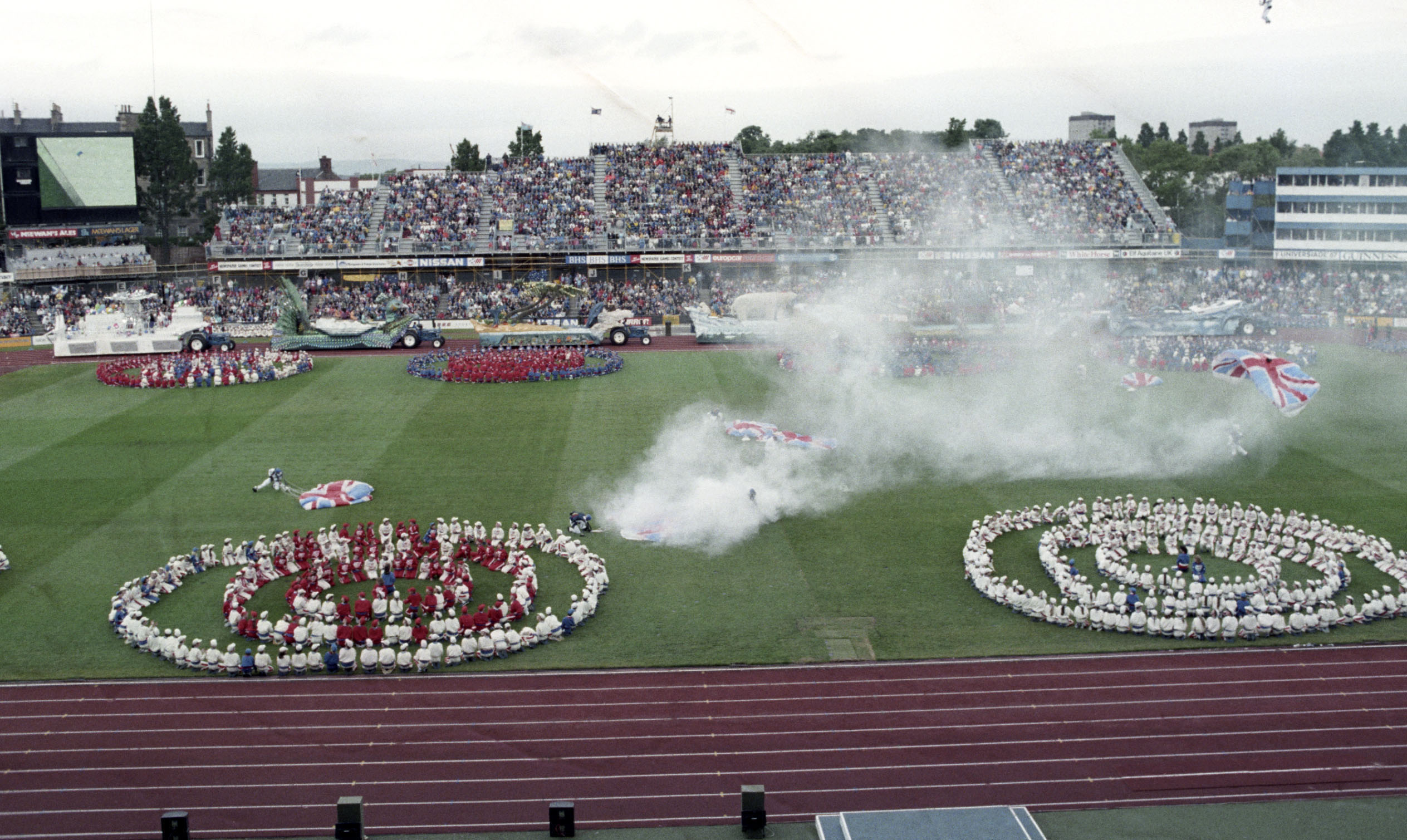 The opening ceremony ahead of the Games, which were boycotted by many nations in protest against Britain's sporting links with apartheid-era South Africa. 