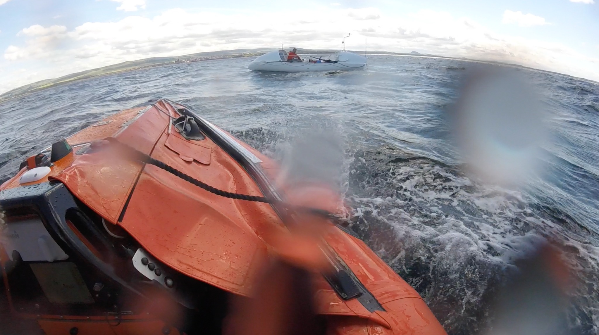 The rowing boat had been drifting overnight after the man took ill during a training run from Edinburgh to St Andrews. (Image: RNLI Dunbar)