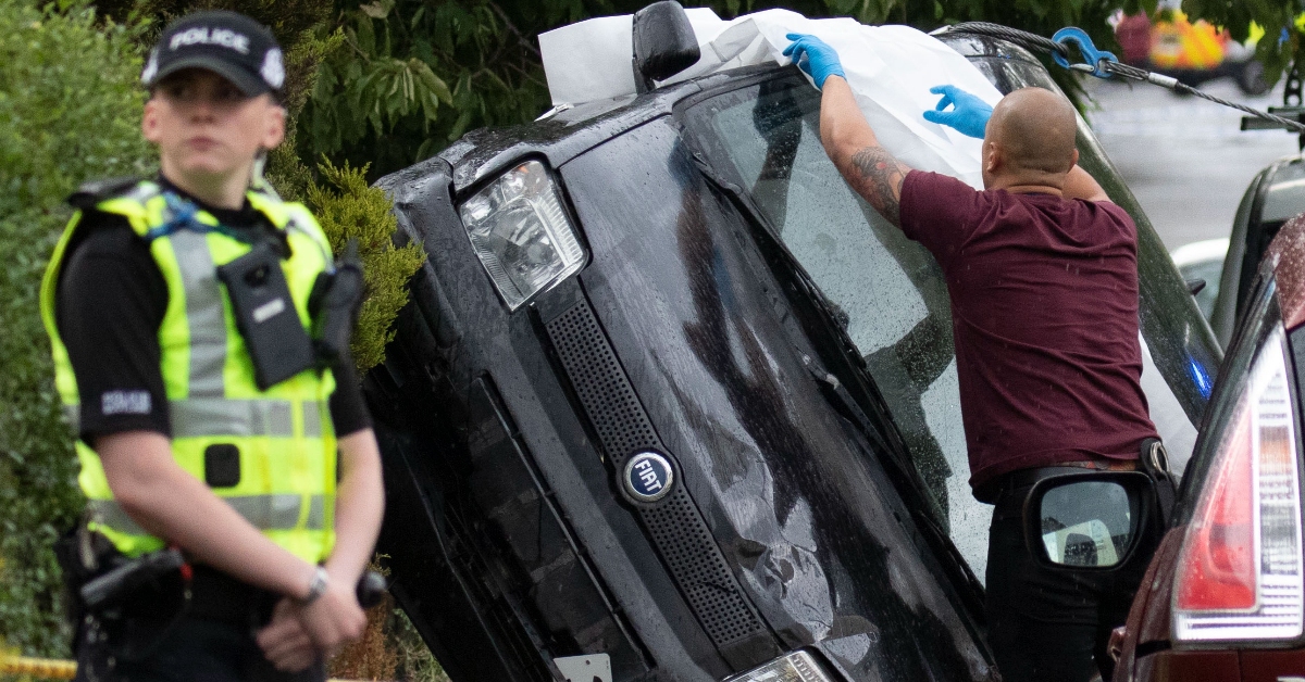 Hunt under way as man in hospital after flipped car crushes motorbike in Edinburgh