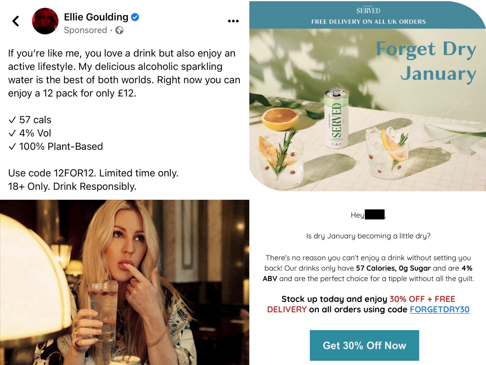 The ASA took issue with a Facebook ad featuring Goulding as well as an email ad 'encouraging people to break Dry January'.